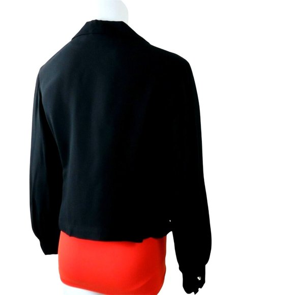 Vintage 70s Koret of California Black Button Up Blouse M Crystal Buttons Retro - Picture 12 of 12